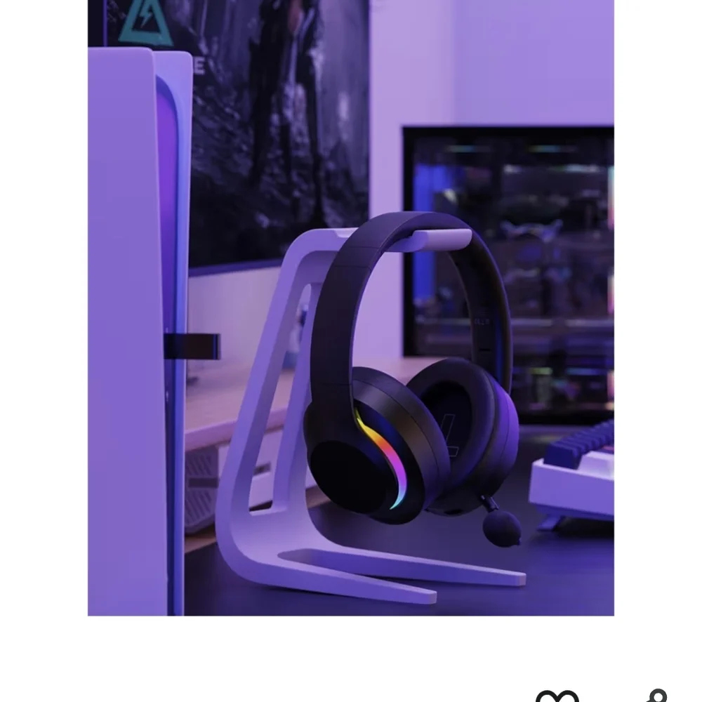 Sleek Black and Purple Wireless Gaming Headset